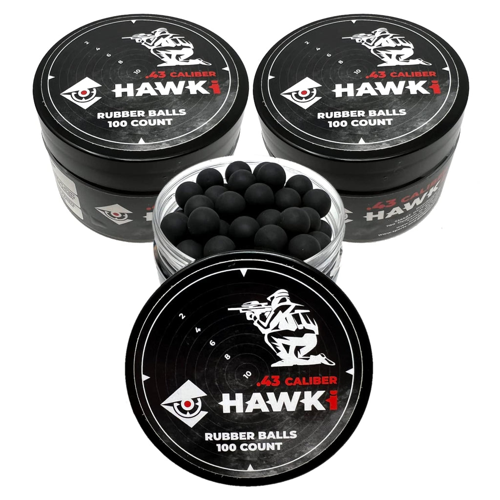 Hawki .43 Cal Training Rubber Balls for Paintball Guns 300 Pack (Black)