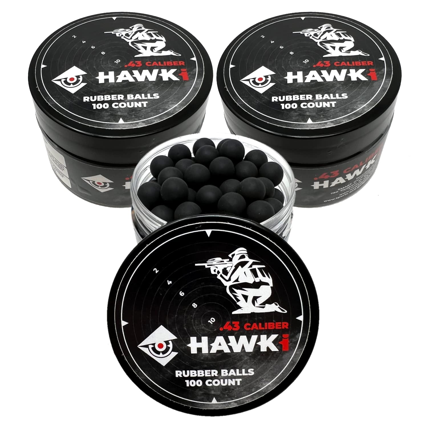 Hawki .43 Cal Training Rubber Balls for Paintball Guns 300 Pack (Black)