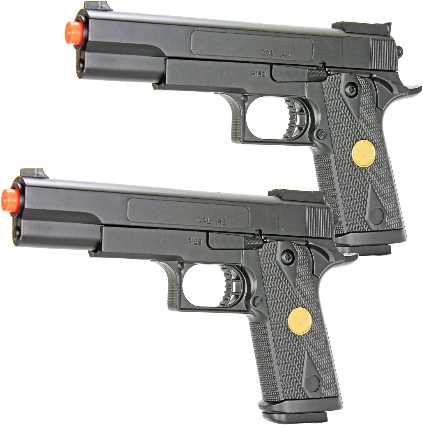 BBTac 1911 Dual Spring Airsoft Pistols - High Performance 260 FPS Handguns | 2-Pack for Target Shooting & Tactical Play