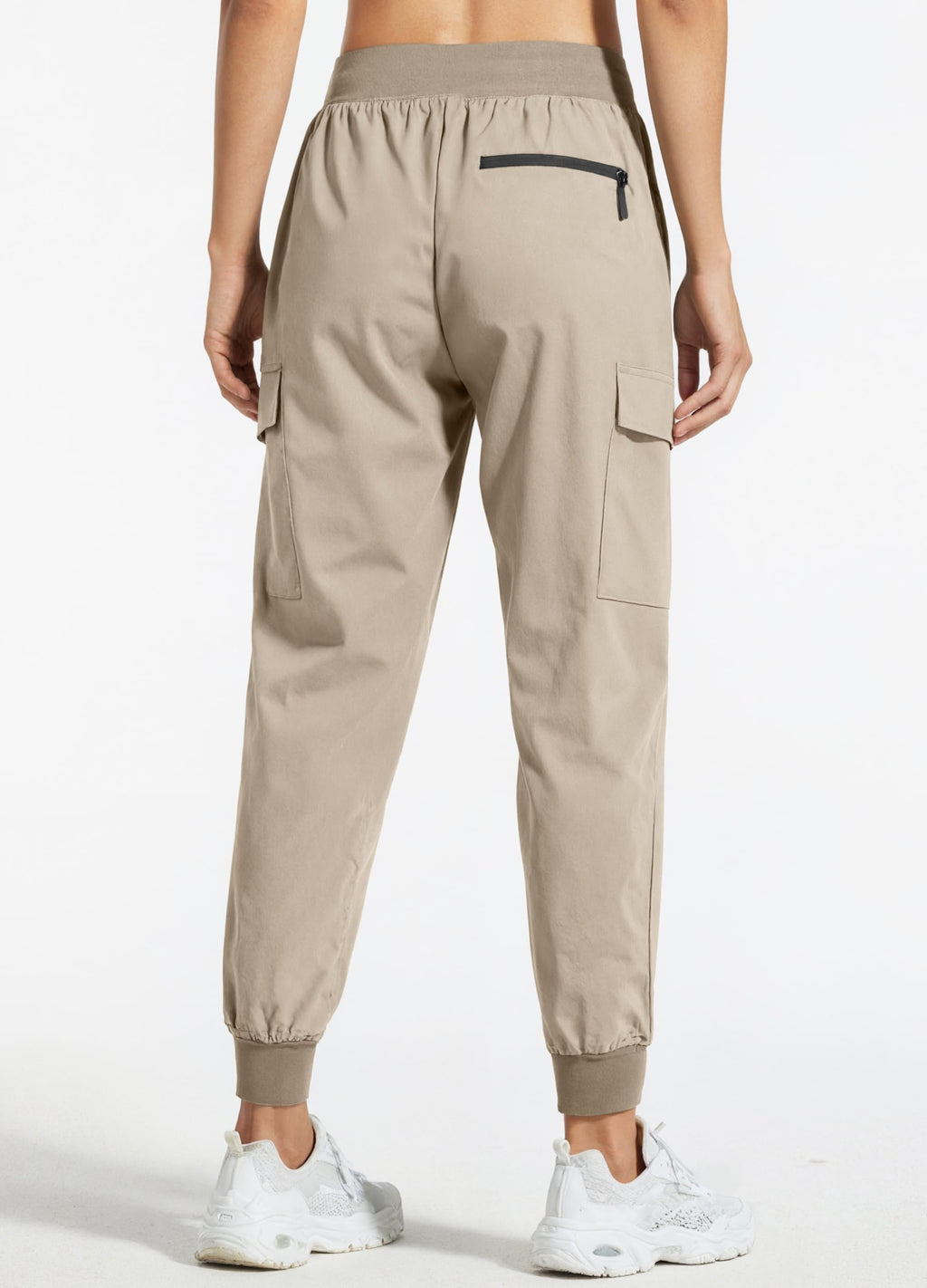 Libin Women's Cargo Joggers Lightweight Quick Dry Hiking Pants Athletic Lounge Casual Travel Tall, Medium Khaki L