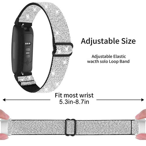 3 Pack Elastic Nylon Bands Compatible with Fitbit Inspire 3 / Inspire 2 / Inspire HR/Inspire, Soft Breathable Replacement Adjustable Stretchy Nylon Loop Wristband Sport Strap for Woman Man-Color 303