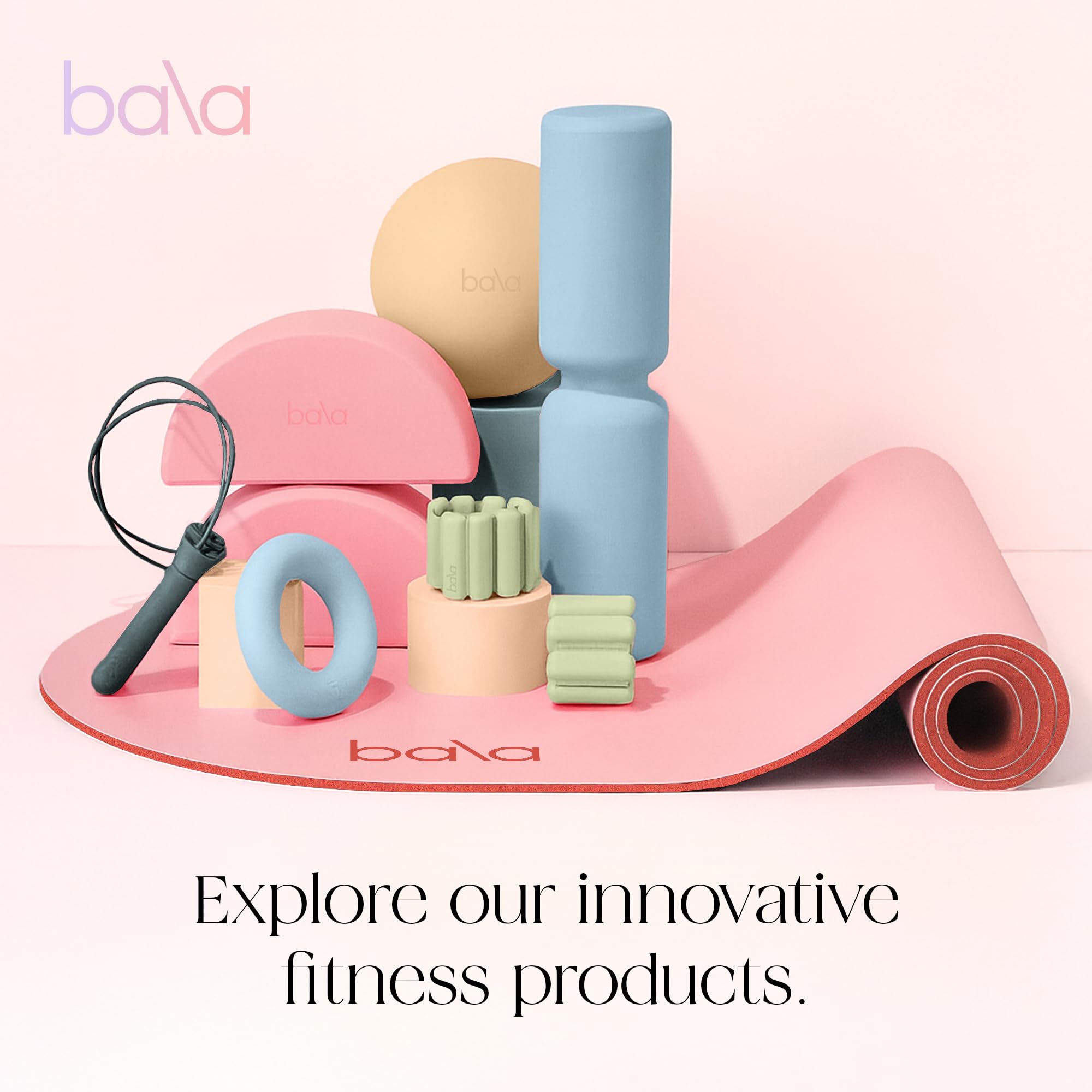 Bala Deco Yoga Mat for Home Gym, 5mm (Blush) - Non Slip Exercise Mat for Home Workout, Stretching, Pilates, Aerobics & Floor & Fitness Work Out - Outdoor or Indoor Exercise Equipment