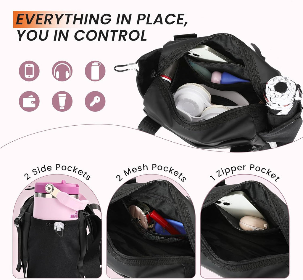 SKYSPER Small Gym Bag for Women - Lightweight Waterproof Mini Tote with Wet Compartment | Stylish Black Duffle for Sport & Commute
