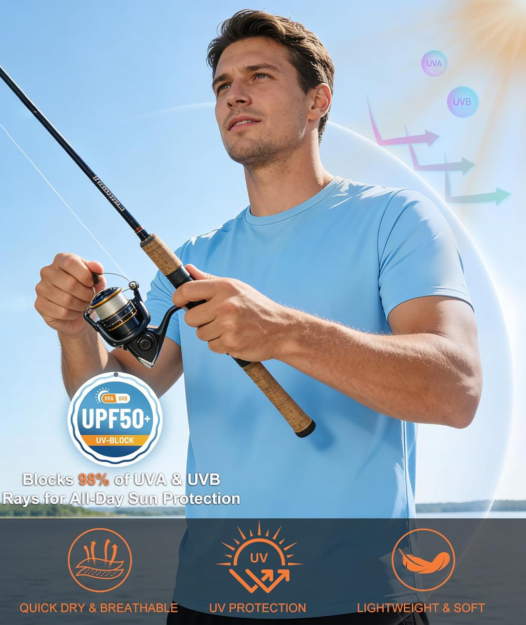 ZITY Men's UPF 50+ Rashguard T-Shirts - 7 Pack Athletic Workout Tees for Sun Protection & Fast Drying