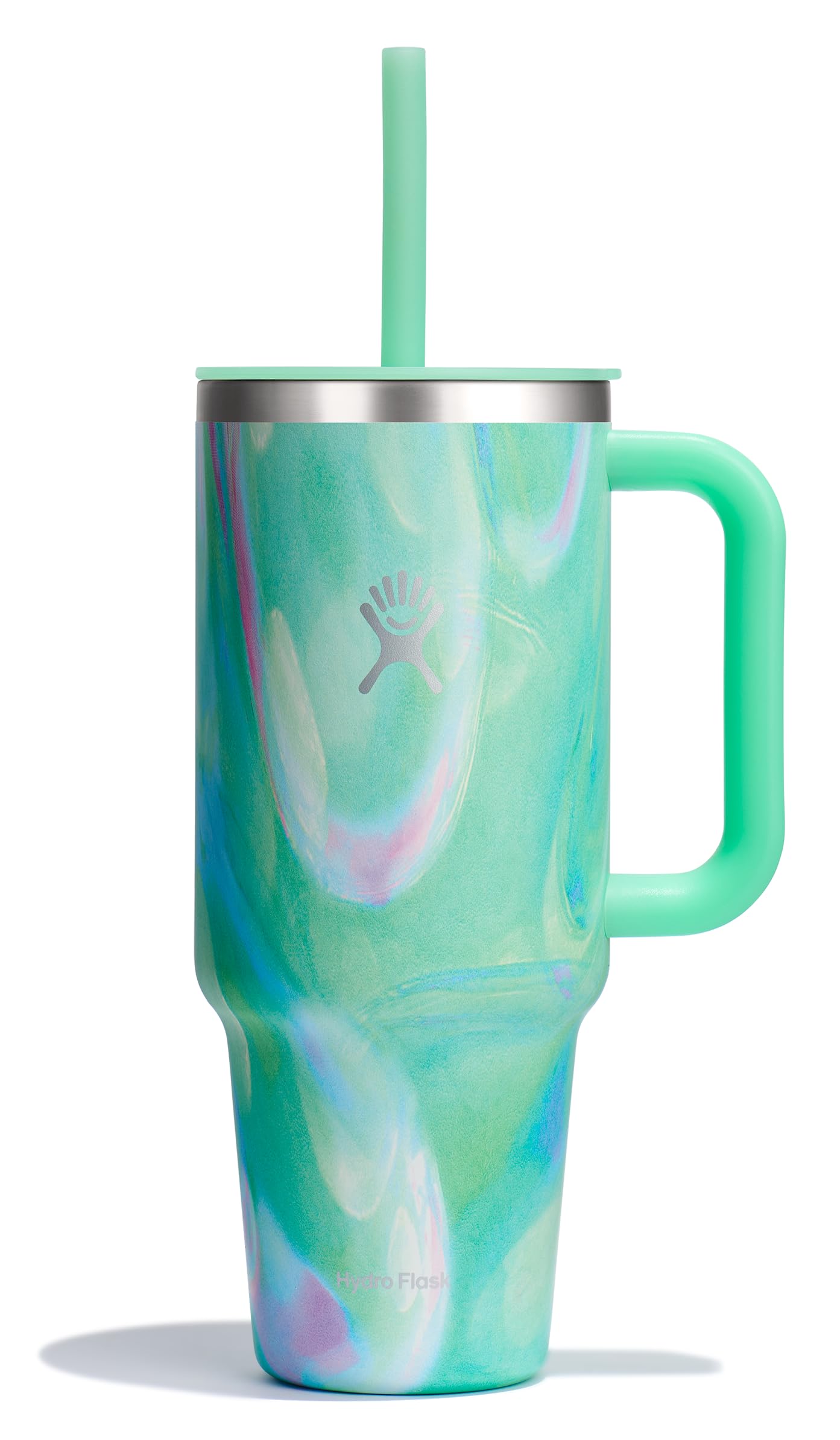 Hydro Flask 40 Oz Travel Tumbler with Handle, Lid and Straw - Insulated Stainless Steel in 40 Oz Jelly Green