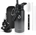 Skiennix Insulated Water Bottle - 32 Oz Triple Wall Vacuum Stainless Steel | Cold for 48 Hrs, Leak Proof, Dark Grey