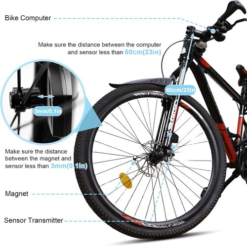 CYFIE Wireless Bike Computer - Multi-Function Waterproof Odometer & Speedometer | 2.9'' LCD Screen