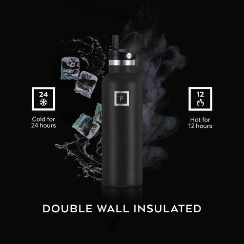 IRON °FLASK Camping & Hiking Hydration Flask with Straw, BPA-Free Insulated Stainless Steel Sports Water Bottle - 32 oz Burgundy