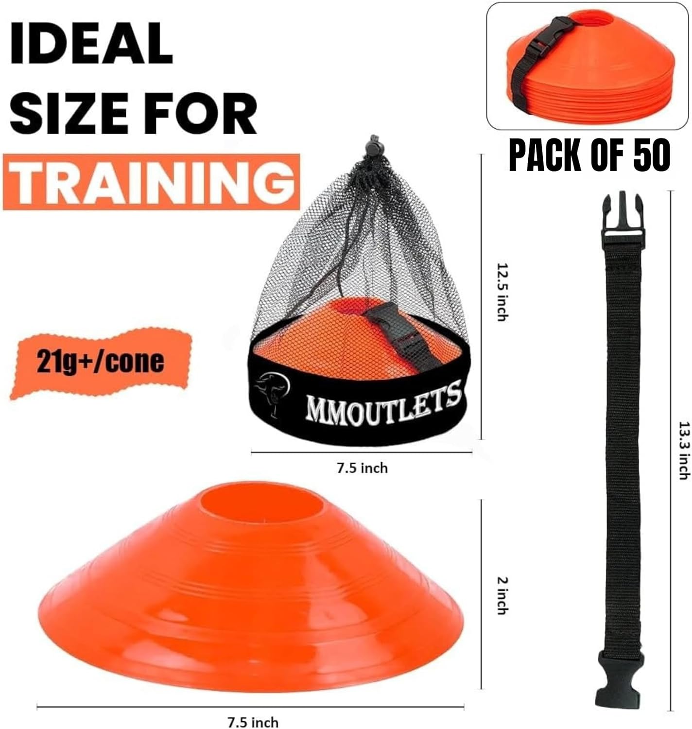 Pro-Grade Soccer Training Cones Set by [Brand Name] - Durable Agility Cones with Carry Bag & Strap Holder | Ideal for Football, Basketball, and Sports Training