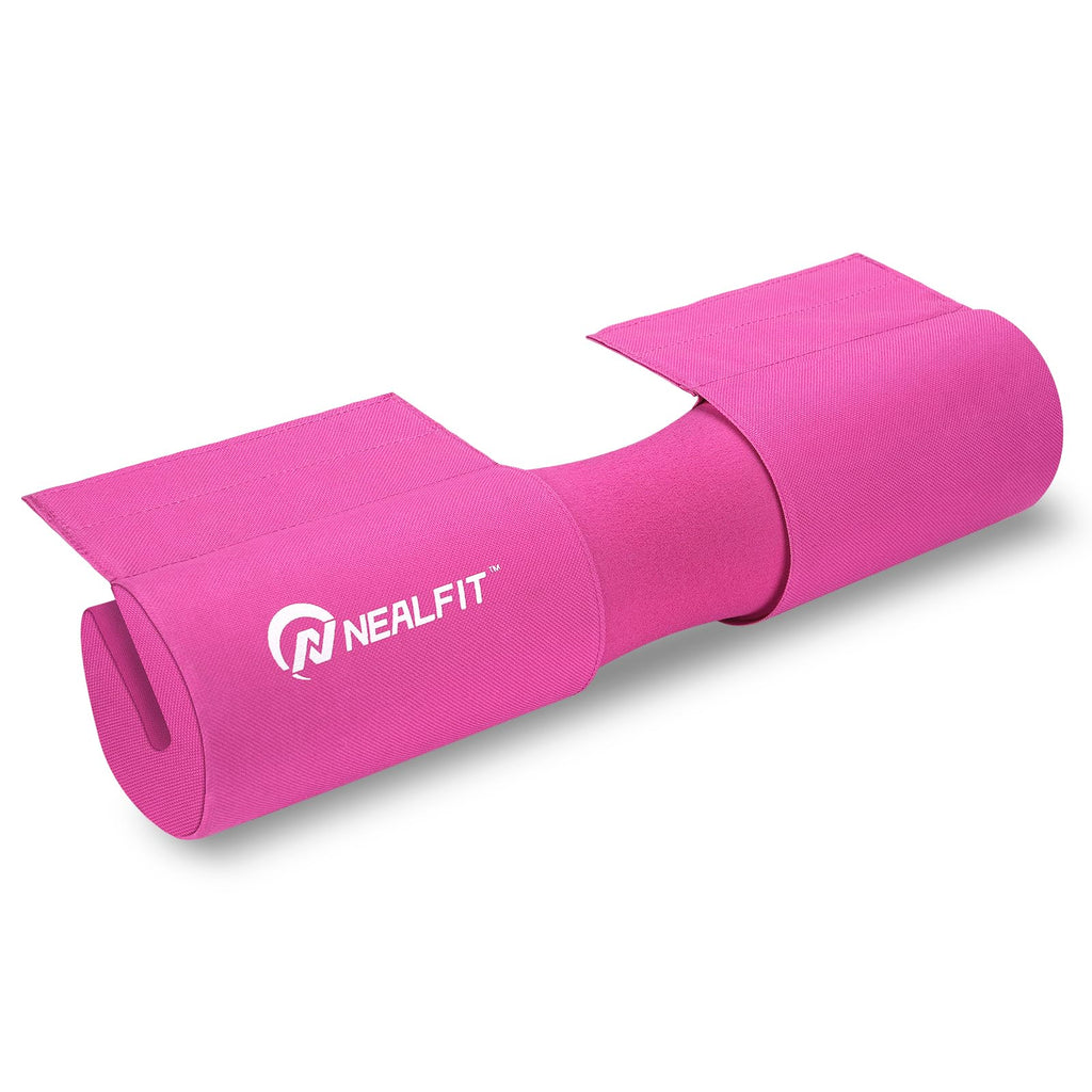 NEALFIT Barbell Squat Pad with Thick Nylon Padding, Hip Thrust Pad for Squats, Lunges, Neck Shoulder Squat Pad for Olympic or Standard Bars (Pink)