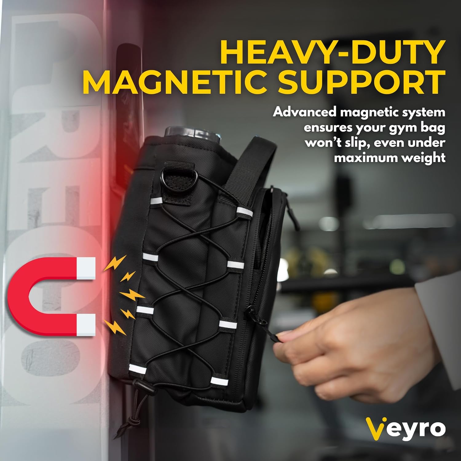 Veyro Magnetic Gym Bag - Strong Magnetic Phone Holder & Compact Crossbody Pouch - Black