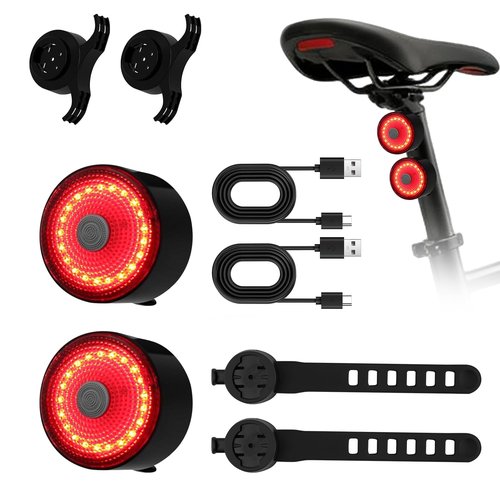 Bike Tail Light 2 Pack, Ultra Bright Bicycle Rear Light for Night Riding & Daytime Safety, 60LM USB-C Rechargeable LED Bike Tail Light with 5 Modes,10H Runtime - Waterproof Tail Light for Road Biking