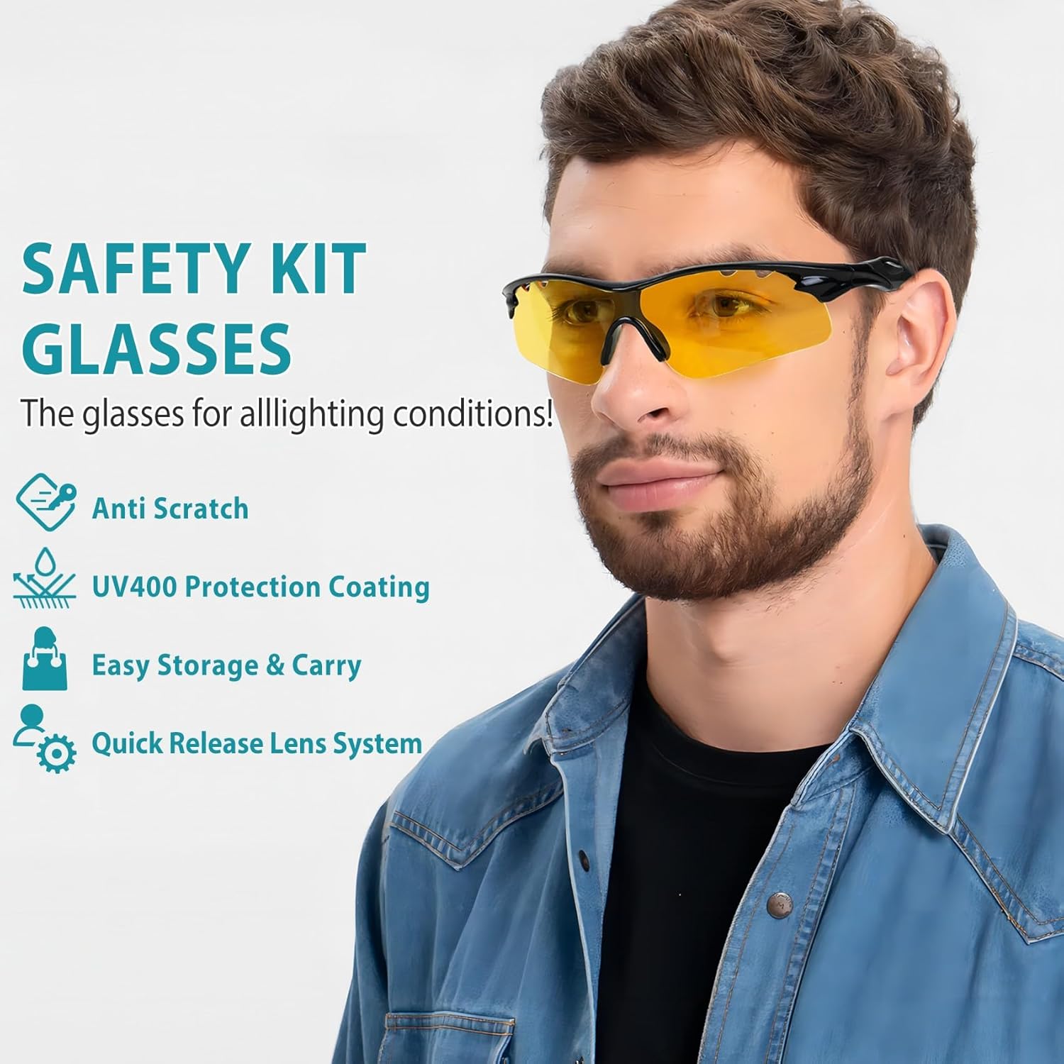 Skiennix Shooting Glasses - Anti-Fog Safety Eyewear with 5 Interchangeable Lenses & Case