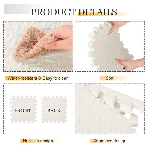 Arrowbash 12x12x1 Inch EVA Thick Interlocking Foam Floor Tiles Puzzle Exercise Mat Foam Mats for Home Gym Pets(White,20)