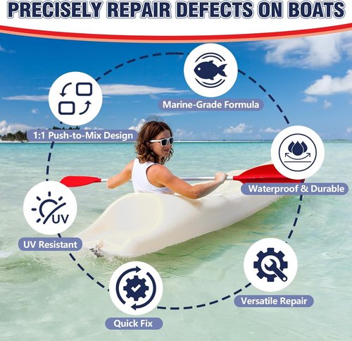 AstraVox Marine Fiberglass Repair Kit - Waterproof Gel Coat & Epoxy Filler for Boats, Jet Skis, Yachts
