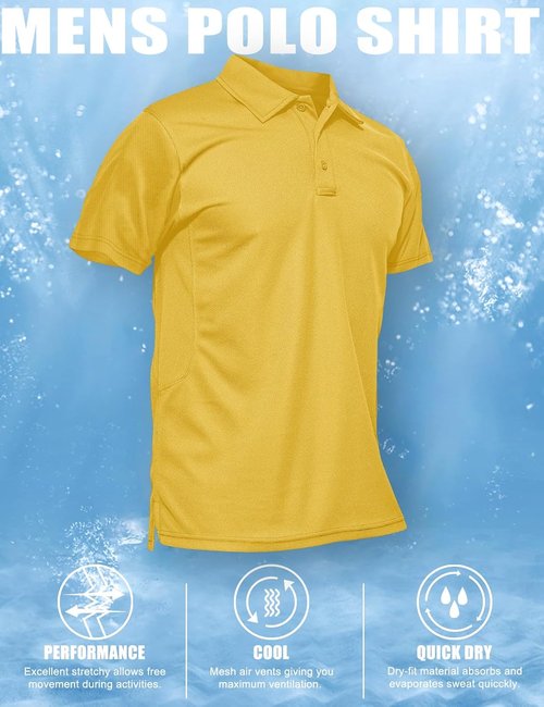 MAGCOMSEN Men's Polo Shirt - Quick Dry Tactical Performance | Short Sleeve Pique Jersey Golf Shirt