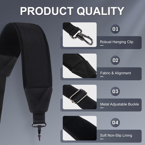 LZFAN Bag Shoulder Strap, Single Padded Adjustable Straps Universal Replacement(All in Black)