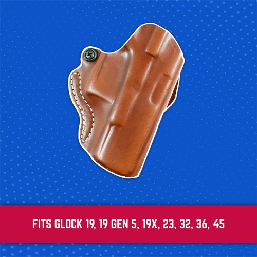 DeSantis Mini Scabbard OWB Holster - Leather Holster, Right Hand Holster, Adjustable Belt Holster, Compatible with the GLOCK 19, 19 GEN 5, 19X, 23, 32, 36, 45 - Right Hand Draw, Tan-