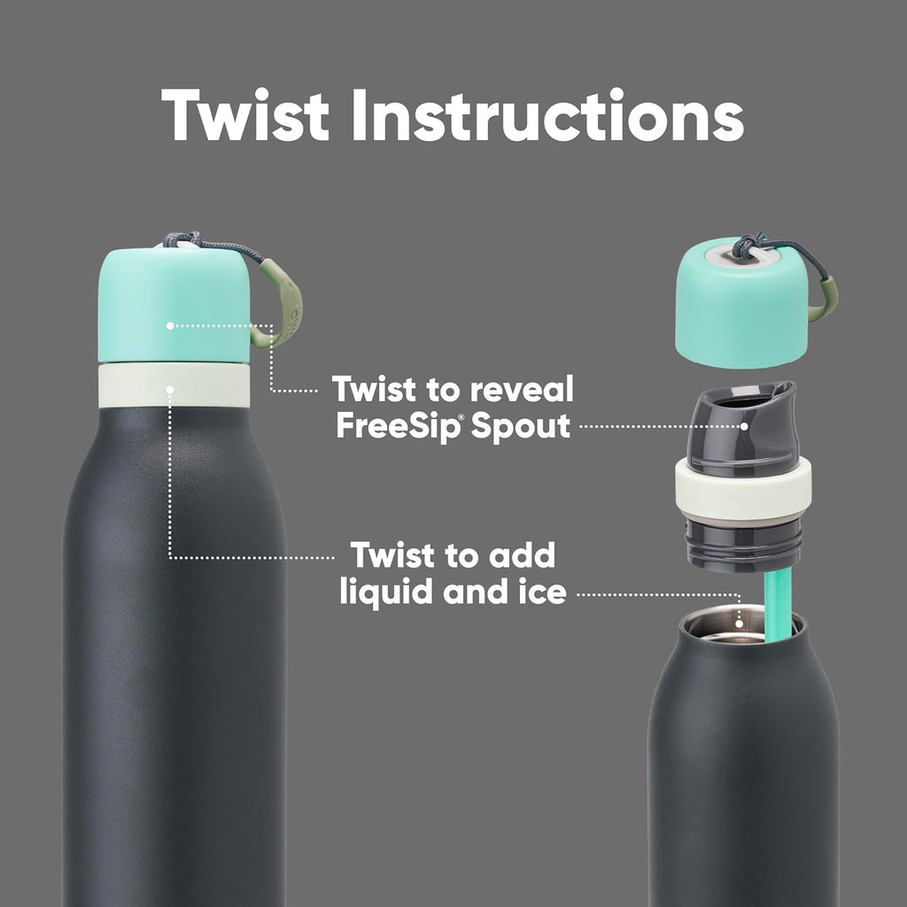 Owala FreeSip Insulated Stainless Steel Water Bottle - 18 oz BPA-Free with Straw for Sports & Travel - Blue/Grey