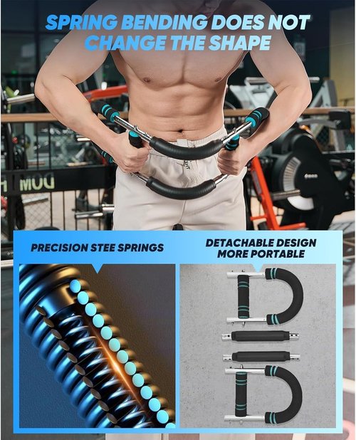 Twister Arm Trainer, 40-100lb Adjustable Chest Workout Equipment, Arm Trainer, Twister Arm Trainer, Portable Power Twister Bar, Detachable Design Fitness Anywhere (Blue)