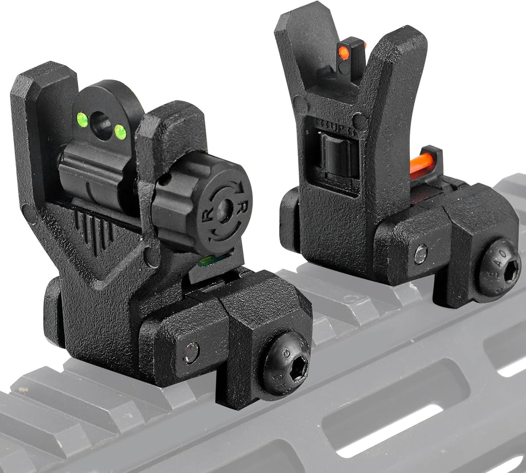 ZBULAR Fiber Optic Sights - Flip Up Front & Rear Backup Sights with Green & Red Dots