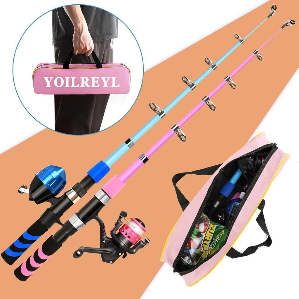Skiennix Collapsible Telescopic Fishing Rod & Reel Combo - Beginner Youth Fishing Kit | Compact & Portable