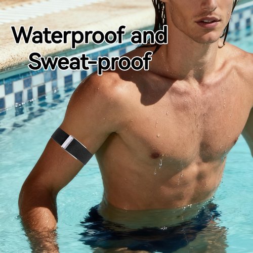 VANEST Arm Bicep Band Compatible with Whoop 5.0 One+Peak Fitness Life Tracker, Waterproof, Health and Fitness Wearable Heart Rate Monitor Accessories with Metal U Shape (Not for Gen 4) (Black)