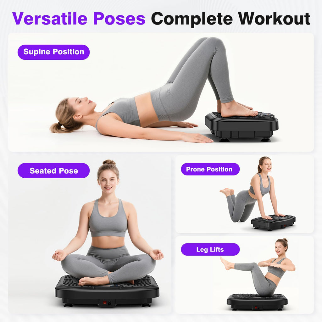 Taevno Vibration Plate Exercise Machine, Compact Vibration Platform for Full Body, Vibrating Plate for Lymphatic Drainage with Resistance Bands(Lacquer Black)