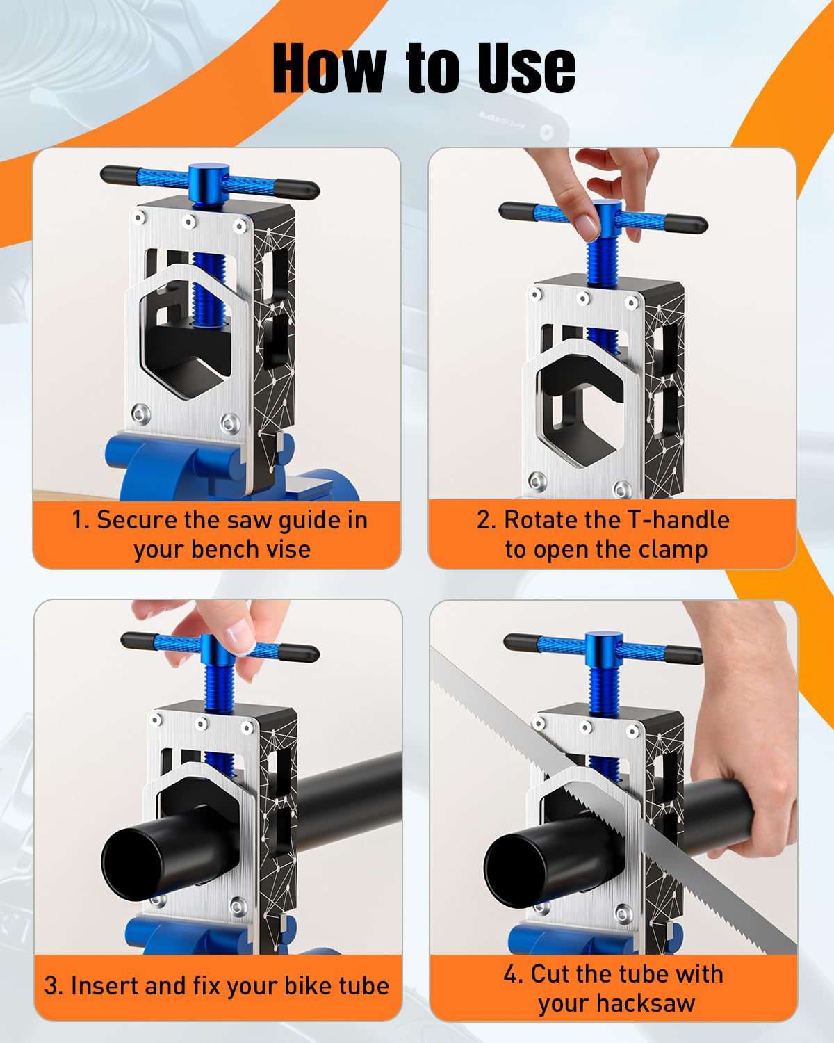Pawfly Bike Saw Guide for Road Mountain Bike Fork Steerer Seat Post Handlebar, Adjustable Cut Saw Guide with 1-1/8" Carbon Headset Spacers, Carbon Fiber Aluminum Alloy Tube Cutting Tool Cutting Guide