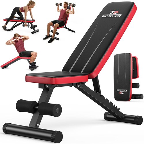 NICEPEOPLE Adjustable Weight Bench - 660LBS Capacity, Compact & Foldable for Home Gym | 8 Backrest Positions