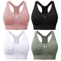 Zip Front Sports Bras for Women Adjustable Racerback Medium Support Bras Padded Post-Surgery Bras Seamless Yoga Athletic Bra