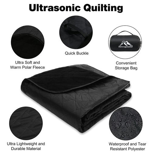 HonyQiShuo Outdoor Waterproof Camping Blanket, Foldable Fleece Stadium Blanket for Outdoor Sports Event, Camping, Picnics, Windproof, Wearable