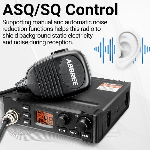 ABBREE CB Radio with Magnetic Mount Antenna for Truckers Long Range AM FM Professional CB Radios,Compact Design,Instant Emergency Channel 9/19,Full 40 Channels,Handheld Mic,LCD Display,VOX