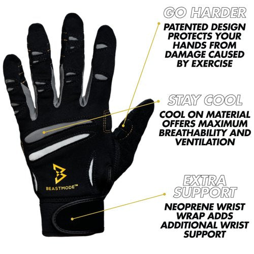 Bionic Men's Beastmode Full Finger Gym Gloves (Large)