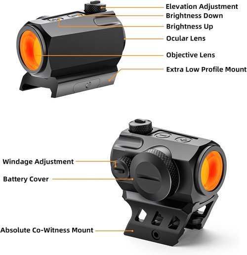2MOA Red Dot Sight - Motion Awake Technology, 11 Brightness Levels, IPX7 Waterproof, 1000G Shockproof, 20mm Rail Mount