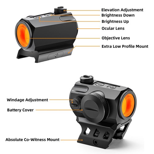 LERNAS 2MOA Motion Awake Red Dot Sight for Rifle, 11 Brightness Adjustable, IPX7 Waterproof 1000G Shockproof Compact Optics, Absolute Co-Witness Mount, 20mm Rail Mount Rifle Scope