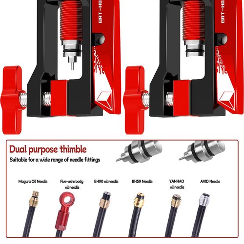 SYWAN Bicycle Needle Insertion Tool, Bike Hydraulic Brake Kit Bicycle Hydraulic Hose Fitting Insert Tool with Hydraulic Hose Cutter Needle Barb Driver Head Brake Lines Tubing Entry Device, Red