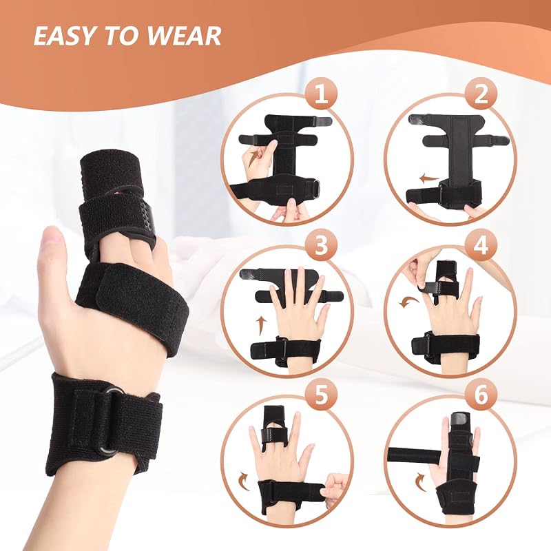 Two-Finger Trigger Finger Splint with Aluminum Support, S/M - Reversible Hand Immobilizer