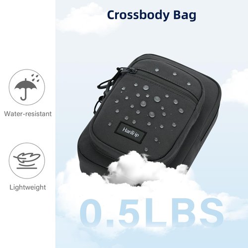 HanTrip Durable Crossbody Bag for Men and Women, Adjustable Shoulder Sling Bag with Multiple Zipper Pockets, Convertible Unisex Daypack (Dark Gray)