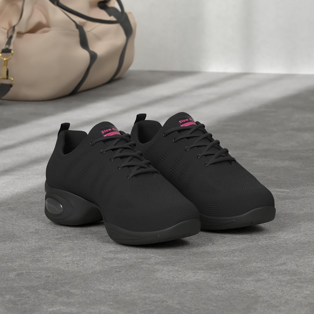 Skiennix Women's Jazz Shoes - Breathable Lace-Up Sneakers with Air Cushion | Split Sole Dance Platform