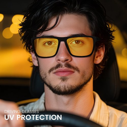 RSQQAV Night Vision Glasses for Men Night Driving Cycling Glasses Reduce Glare and Enhance Vision Lightweight Frame