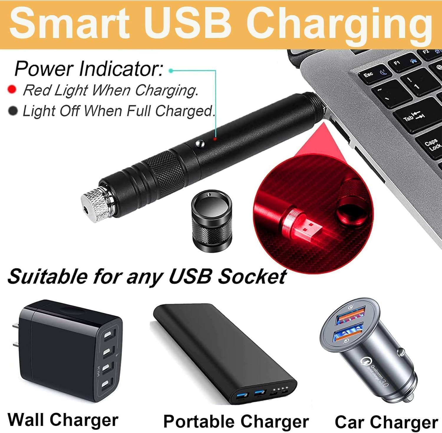 Skiennix Laser Pointer - High Power Red Indicator Light for Long Range Hiking | USB Rechargeable