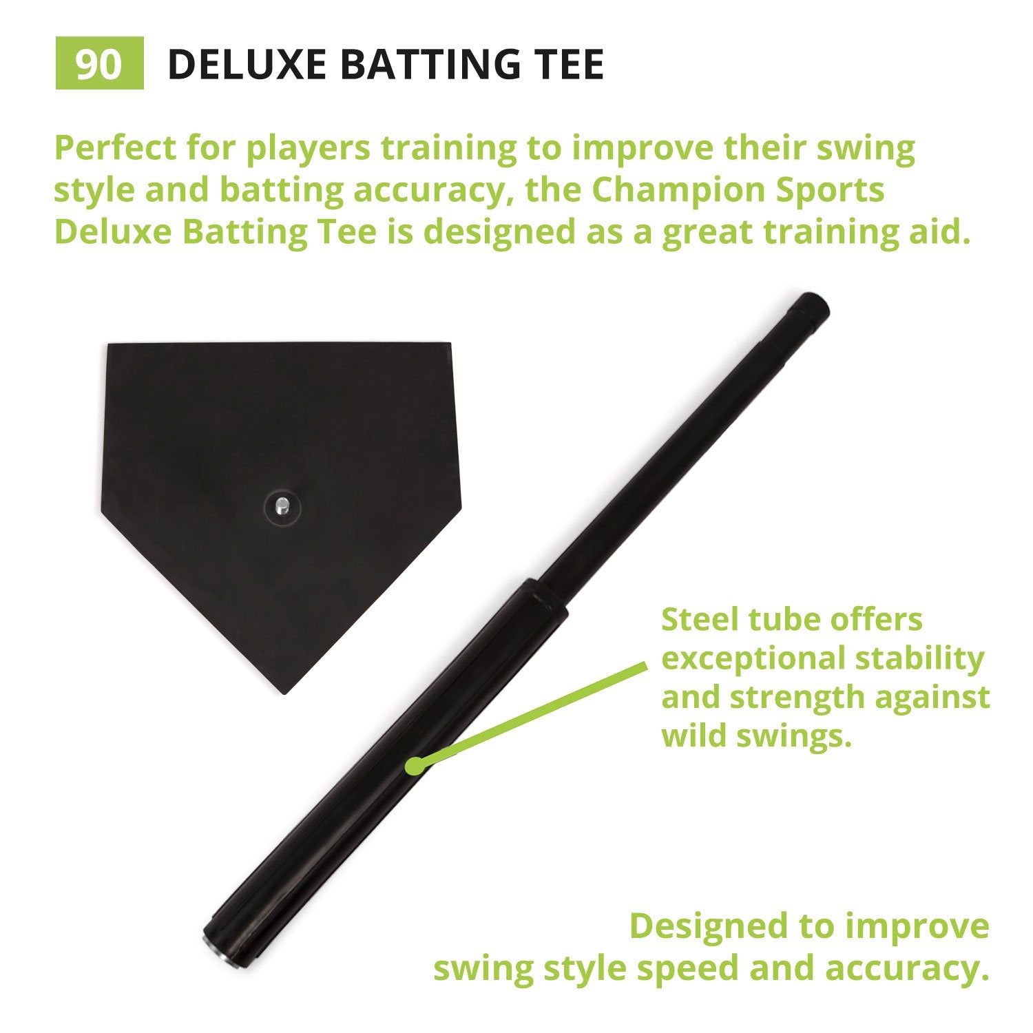 Champion Sports Deluxe Batting Tee - Mounted Adjustable Telescopic Batting Tee - 22"–36"