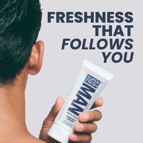 Super Fresh Ball Deodorant Powder Lotion Comfort Cream for Man Parts Groin Butt and Body Hygiene Controls Odor Stops Chafing and Itch Absorbs Sweat Aluminum Free Formula in 4 oz Tube
