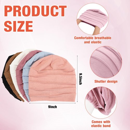 Geyoga 6 Pieces Slouchy Beanies Hats for Women Winter Chemo Headwear Caps Warm Polyester Cancer Turban Hats Stretchy Sleeping(Mixed Color)