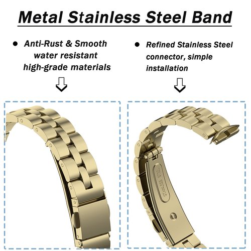 NINKI Gold Band Compatible for Fitbit Luxe Band,Luxury Stainless Steel Slim Strap for Fitbit Luxe Replacement Bands for Fitbit Luxe & Luxe Special Edition Women Men Gold
