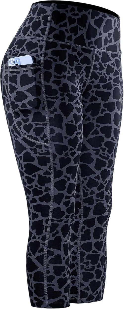 CADMUS High Waisted Capri Leggings - Women's Athletic Yoga Pants with Two Side Pockets