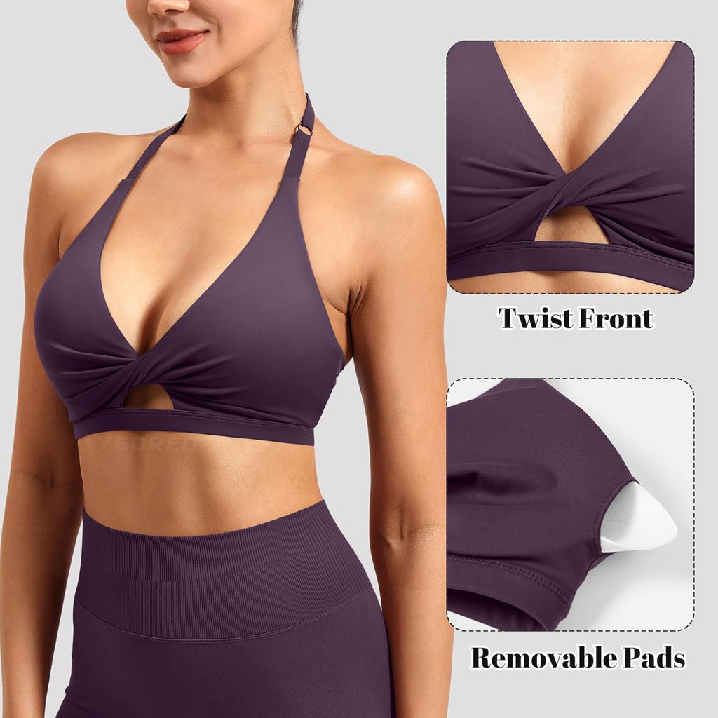 YEOREO Sports Bra for Women - Open Back Design & Adjustable Straps | Padded Medium Impact Yoga Top