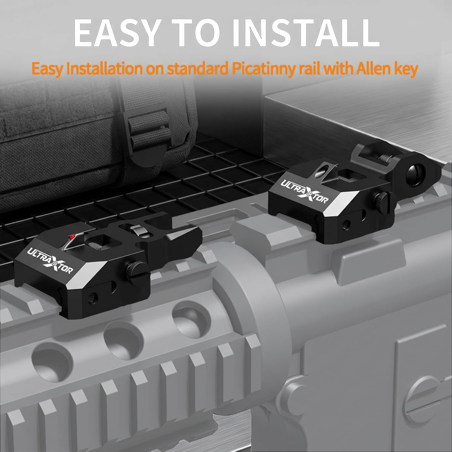 Upgraded Fiber Optic Iron Sight Set - Low Profile Picatinny Rail Backup Sights with Red/Green Dots