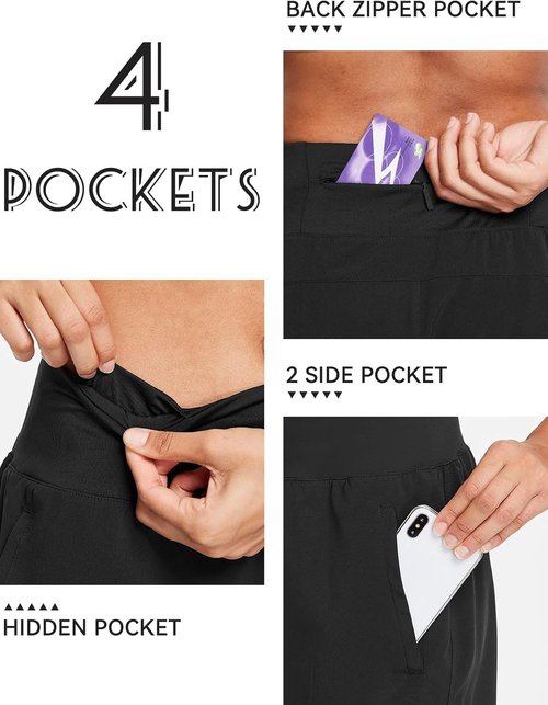 Baleaf Women's 5" Workout Shorts - High Waist Athletic Running Shorts with Quick-Dry Fabric & Zipper Pockets